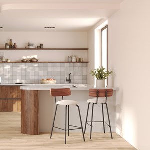 Lot de 2 chaises pour îlot central 64 cm en tissu beige - alize