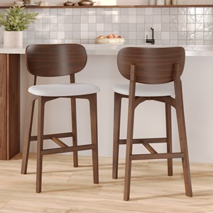 Lot de 2 chaises pour îlot central 66 cm en bois et tissu gris clair - aria