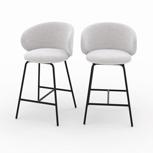 Lot de 2 chaises pour îlot central en tissu gris clair 68 cm - cécilia
