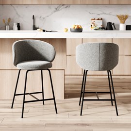 Lot de 2 chaises pour îlot central en tissu gris foncé 68 cm - cécilia