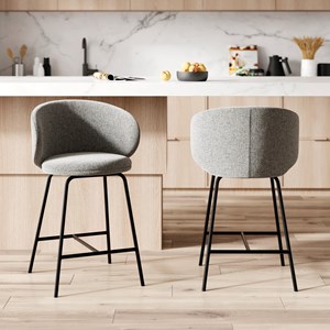 Lot de 2 chaises pour îlot central en tissu gris foncé 68 cm - cécilia