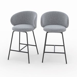Lot de 2 chaises pour îlot central en tissu gris foncé 68 cm - cécilia