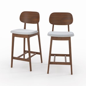Lot de 2 chaises pour îlot central 66 cm en bois et tissu gris - charlize