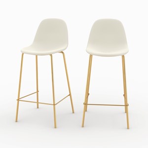 Lot de 2 chaises pour îlot central 65 cm en cuir synthétique blanc - henrik