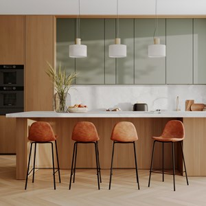 Lot de 2 chaises pour îlot central 65 cm en cuir synthétique camel - henrik