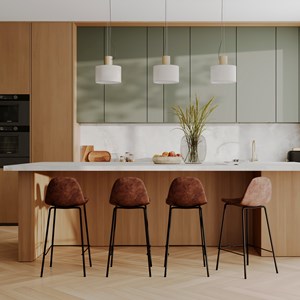 Chaise pour îlot central 65 cm en cuir synthétique marron - henrik