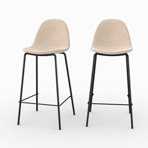 Lot de 2 chaises pour îlot central 65.5 cm en tissu bouclette beige - henrik