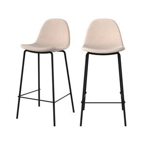 Lot de 2 chaises pour îlot central en tissu beige 65,5 cm - henrik
