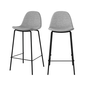 Lot de 2 chaises pour îlot central en tissu gris clair 65,5 cm - henrik