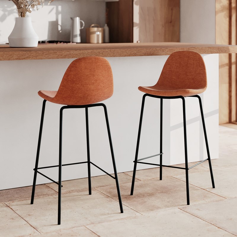 Lot de 2 chaises pour îlot central en tissu terracotta 65,5 cm - henrik