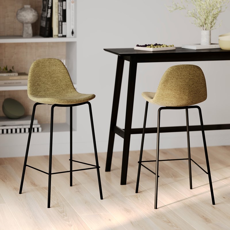 Lot de 2 chaises pour îlot central en tissu vert kaki 65,5 cm - henrik