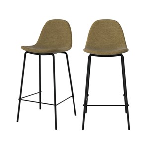 Lot de 2 chaises pour îlot central en tissu vert kaki 65,5 cm - henrik