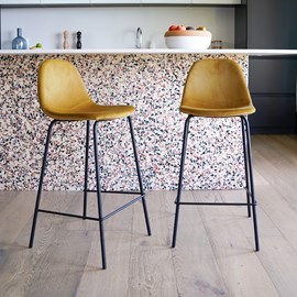 Lot de 2 chaises pour îlot central 65 cm en velours jaune - henrik