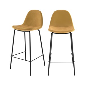 Lot de 2 chaises pour îlot central 65 cm en velours jaune - henrik