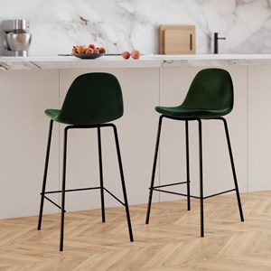 Lot de 2 chaises pour îlot central 65 cm en velours vert foncé - henrik