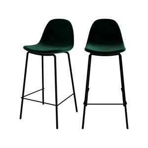 Lot de 2 chaises pour îlot central 65 cm en velours vert foncé - henrik