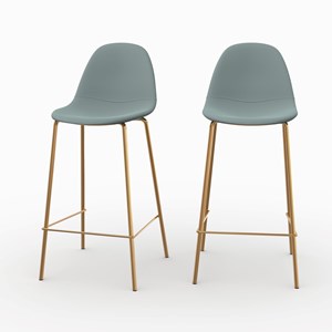 Lot de 2 chaises pour îlot central 65 cm en cuir synthétique vert - henrik