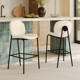 Lot de 2 chaises pour îlot central en tissu bouclé beige 63,5 cm - iris