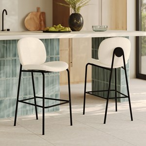 Lot de 2 chaises pour îlot central en tissu bouclé beige 63,5 cm - iris