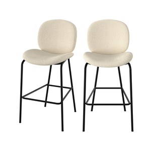 Lot de 2 chaises pour îlot central en tissu bouclé beige 63,5 cm - iris