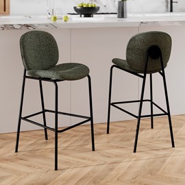Lot de 2 chaises pour îlot central en tissu bouclé vert 63,5 cm - iris