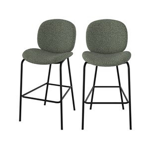Lot de 2 chaises pour îlot central en tissu bouclé vert 63,5 cm - iris