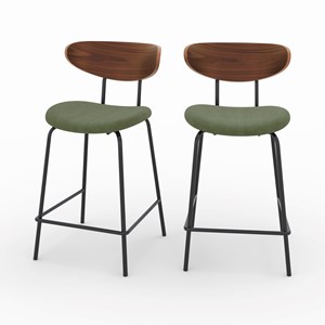 Lot de 2 chaises pour îlot central en velours côtelé kaki 64.5 cm - jade