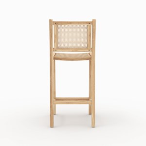 Lot de 2 chaises pour îlot central en teck et cannage rotin 66,5 cm - kyla