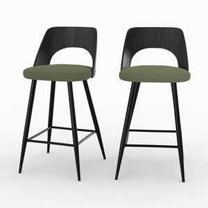 Lot de 2 chaises pour îlot central en tissu bouclé vert kaki 66 cm - mindy