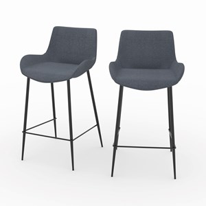 Lot de 2 chaises pour îlot central en tissu gris 65 cm - pirata