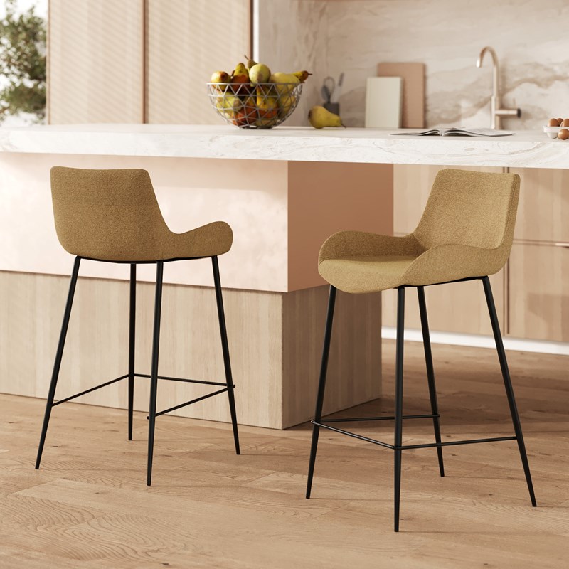 Rendez-vous Déco - Lot de 2 chaises pour îlot central en tissu jaune 65 cm - pirata