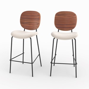 Lot de 2 chaises pour îlot central 65,5 cm en tissu beige - simone