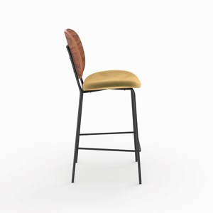 Lot de 2 chaises pour îlot central 65,5 cm en velours jaune - simone