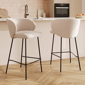 Lot de 2 chaises pour îlot central en tissu beige 68 cm - victoria