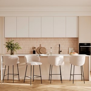 Lot de 2 chaises pour îlot central en tissu beige 68 cm - victoria