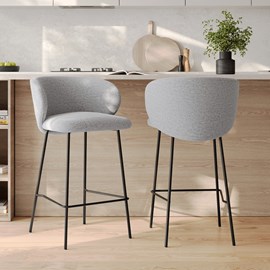 Lot de 2 chaises pour îlot central en tissu gris clair 68 cm - victoria