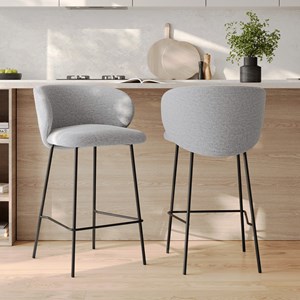 Lot de 2 chaises pour îlot central en tissu gris clair 67 cm - victoria