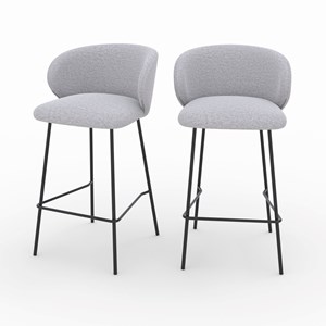 Lot de 2 chaises pour îlot central en tissu gris clair 68 cm - victoria