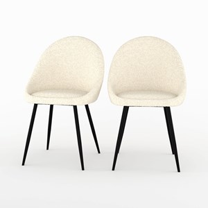 Lot de 2 chaises en tissu bouclé blanc cassé - rona