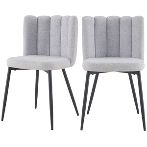 Lot de 2 chaises en tissu gris et pieds en métal noir - rosy