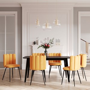 Lot de 2 chaises en velours jaune et pieds en métal - rosy