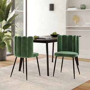 Lot de 2 chaises en velours vert et pieds en métal - rosy