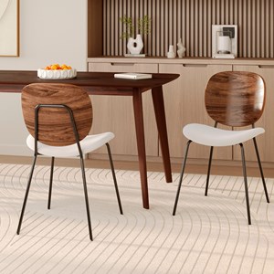 Lot de 2 chaises en tissu beige chiné et bois - simone