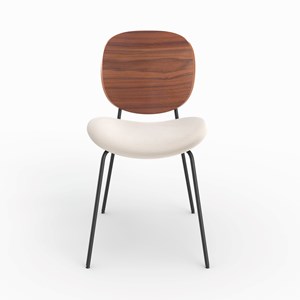 Lot de 2 chaises en tissu beige chiné et bois - simone