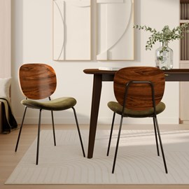 Lot de 2 chaises en velours vert kaki - simone