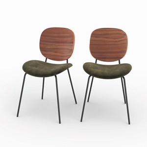 Lot de 2 chaises en velours vert kaki - simone