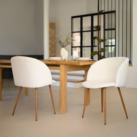 Lot de 2 chaises en tissu bouclé beige - swan