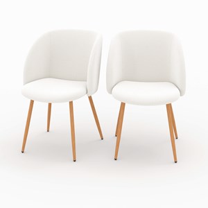 Lot de 2 chaises en tissu bouclé beige - swan