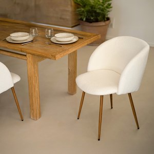 Lot de 2 chaises en tissu bouclé beige - swan