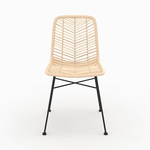 Lot de 2 chaises en rotin naturel et pieds en métal - tamara